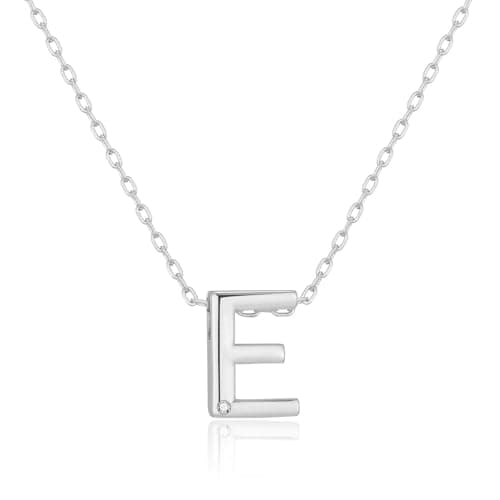 Image of Philip Jones Initial Necklace Letter E Created with Zircondia® Crystals