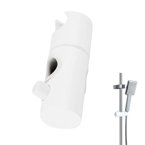 Image of Adjustable Shower Head Holder Bracket, 360° Rotation Universal Shower Riser Rail Slider with Anti-Slip Design, Fits 24mm Shower Rods for Bathroom Wall Mount (White)