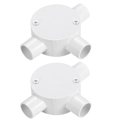 Image of sourcing map 2Pcs PVC Conduit Box Junction Box 3 Way 20mm with Cover, M4 Screws for Home Hose Electrical Conduit Electronic Projects