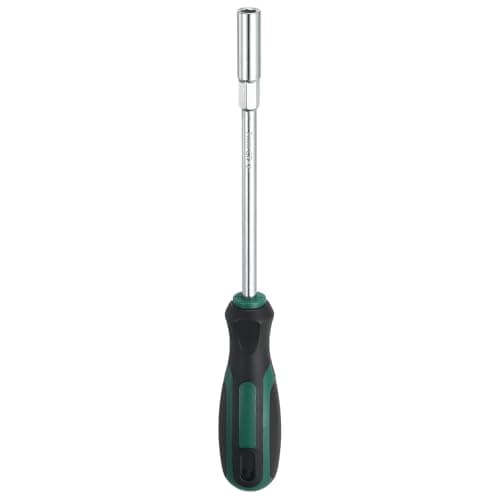 Image of sourcing map Metric Nut Driver 7mm CR-V Non-Magnetic Tip Hollow Shafts Hex Socket Screwdriver with Anti-Slip Handle for Automobile Repair Bit Driver, Green/Black
