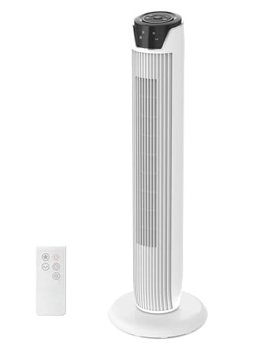 Image of Midea 36 Inch 45W Portable Stand Fan (Quiet tower) with Remote Control, 90° Oscillation, LED Display and Touchscreen, 3 Speed Settings and 3 Modes,7H Timer,Ideal for Home and Office (White)