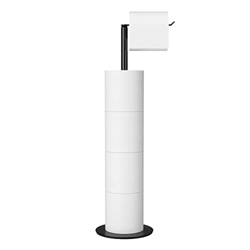 Image of Freestanding Toilet Roll Holders for Bathroom Toilet Roll Storage, Stainless Steel Toilet Roll Holder Stand with Black Finish, Simple and Practical Toilet Roll Storage Dispenser