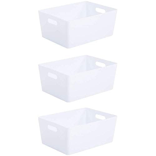 Image of Wham Bam 5.02 Ice White Plastic Studio Storage Baskets Office Home & Kitchen Tidy Organiser 35 x 26 x 15cm (3 Baskets)