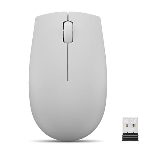 Image of Lenovo 300 Wireless Compact Mouse (Arctic Grey) with battery