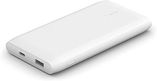 Image of Belkin 10000mAh power bank, USB-C Power Delivery fast charging portable charger with 18W USB-C and 12W USB-A ports, 10K travel battery pack for Samsung Galaxy, Pixel, iPhone, iPad, tablets – White