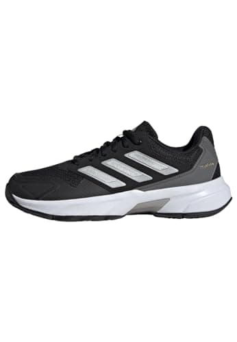 Image of adidas Women's Courtjam Control 3 Tennis Shoes, Core Black/Silver Metallic/Grey Four, 6 UK