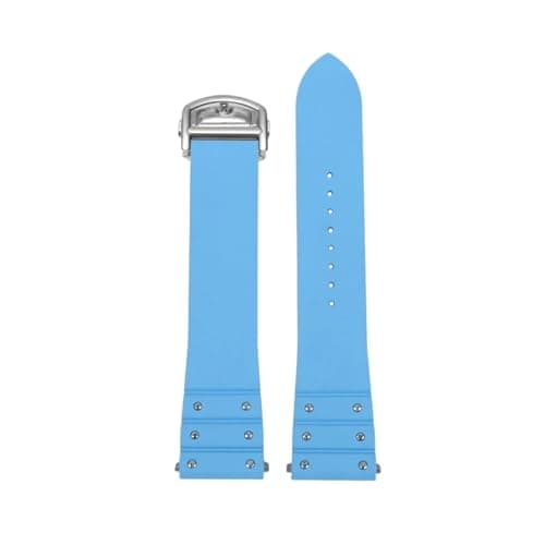 Image of CIEMJSYNF Watchband 21mm Compatible With Cartier Santos Watch WSSA0009 Fluororubber Waterproof Men's And Women's Strap Bracelet Quick(Sky blue SK)
