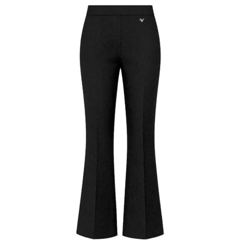 Image of Girls Flared Jersey School Trousers Pull Up Wide Leg School Uniform Heart Pendant Ages 3-18y Black