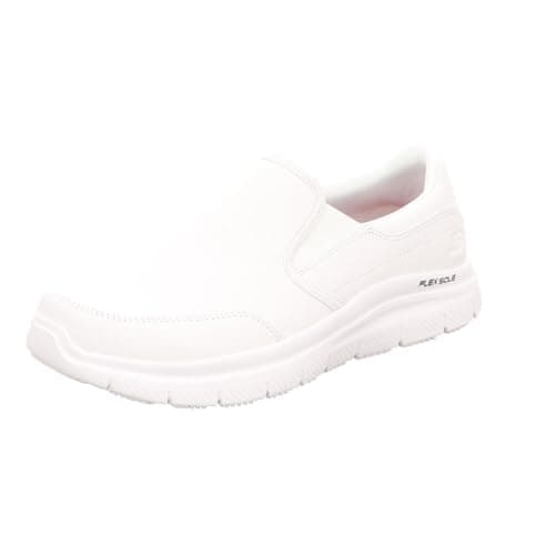 Image of Skechers Mens Flex Advantage Sr - Bronwood Slip On Trainers, White Leather, 8 UK