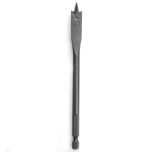Image of Surebuild UK Heavy Duty Flat Bit, High Resistance Steel, Wood Drilling, 152mm Length, 1/4" Quick Change Hex Shank, Multiple Sizes 10-32mm (12mm)