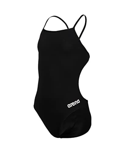 Image of ARENA Solid Challenge Team Junior Girl's One-piece Swimsuit, Fast-Drying Sports Swimwear, MaxLife Fabric with Maximum Chlorine Resistance and UPF 50+ UV Protection Black-White