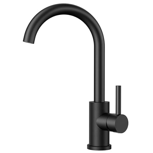 Image of FORIOUS Kitchen Tap Black, Kitchen Sink Taps Mixer, 360 Swive Stainless Steel Monobloc 1 Hole with Single Lever