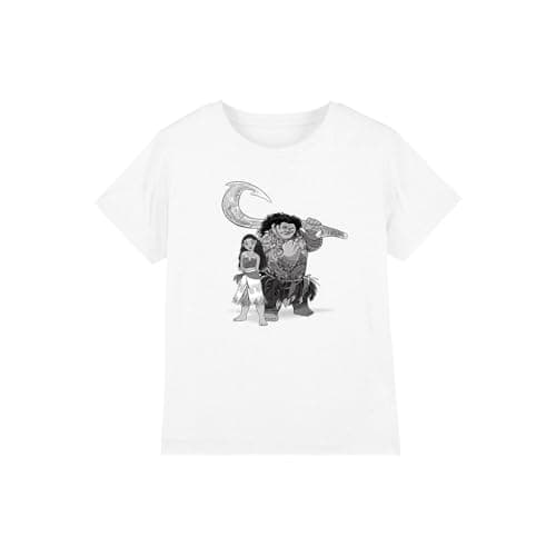 Image of Moana Maui Sketch Girls T Shirt, White, 5-6 Years