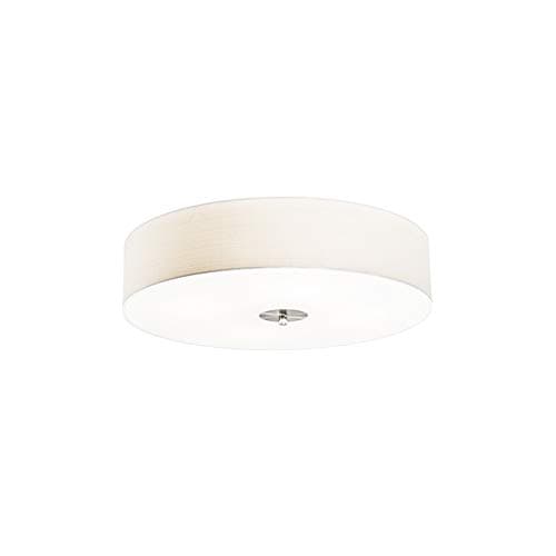 Image of Qazqa - Rural Ceiling Lamp I Ceiling Flush Light White 50 cm - Drum Jute- - Modern - Suitable for LED E27 | 4 Light - Fabric Flush Ceiling Light - Suitable for Living Room I Kitchen I Bedroom I