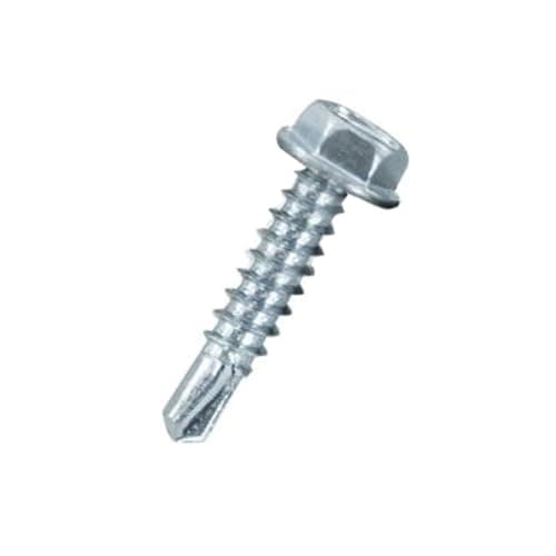 Image of Hex Head Self-Drilling Metal Screws 4.2mm x 19mm, Zinc-Plated Tek Screws, Self-Tapping Hexagon Washer Head Fasteners with Drill Point, for Sheet Metal, Framing, Deck, Fence, HVAC and Ductwork (50 pcs)