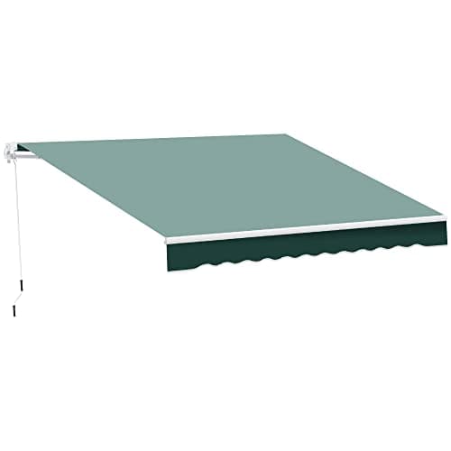 Image of Outsunny 2.5m x 2m Retractable Awning, DIY Garden Awning Canopy, Anti-UV Sun Shade Shelter with Aluminium Frame and Crank Handle, Green
