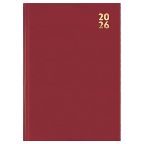 Image of 2026 Premium A4 Size Hard Cover Desk Diary Week to View Year Planner, Organizer With Ribbon Marker for Business, Office, Home, (Burgundy)