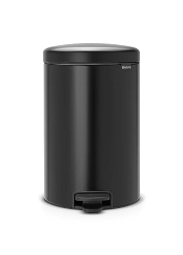 Image of Brabantia NewIcon Pedal Bin 20L (Matt Black) Soft-Closure Rubbish Bin with Removable Inner Bucket + Bin Bags