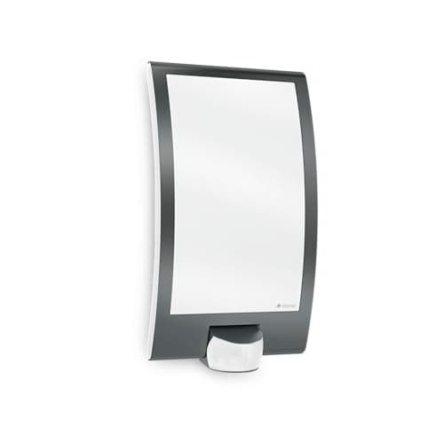 Image of Steinel Outdoor Wall Light L 22 S Anthracite, Motion Sensor Light, 180° Motion Detector, 10 m Range, Stainless Steel Porch Light, max. 60 W, E27