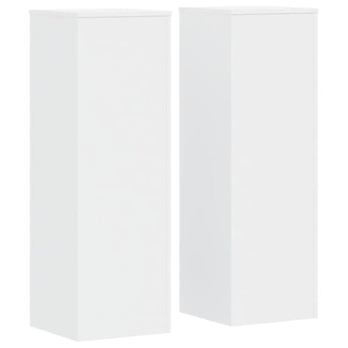 Image of vidaXL Plant Stands 2pcs - White Engineered Wood - 33x33x100cm - Flower Stand Pot Holder for Indoor/Outdoor - Modern Decor