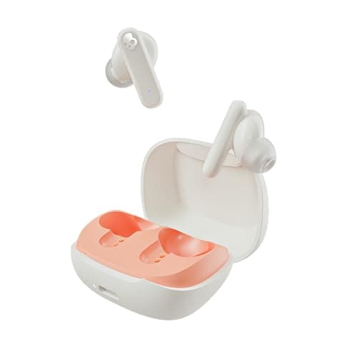 Image of Skullcandy Smokin’ Buds Wireless Earbuds, Bluetooth Headphones, Noise Isolating Fit, Up to 20 Hours Battery, IPX4 Sweat and Water Resistant, Microphone for iPhone Android - Bone