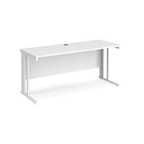 Image of Mr Office Maestro 25 straight desk 600mm deep - white cable managed leg, 1600, White