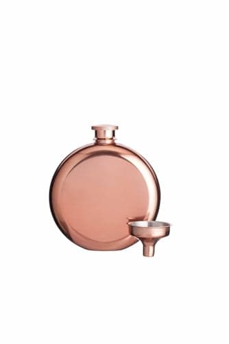 Image of BarCraft BCMINIHIPCOP Luxury Stainless Steel Mini Hip Flask with Decanting Funnel, 140 ml (5 fl oz) -Copper Effect, 8.7 x 2.5 x 10 cm