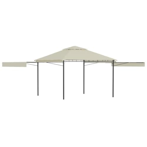 Image of vidaXL Gazebo with Double Extended Roofs, Outdoor Shelter for Parties, Protective Canopy, Steel Frame, 100% Polyester Fabric Cover, Cream, Dimension 3x3x2.75m -7x3x2.75m