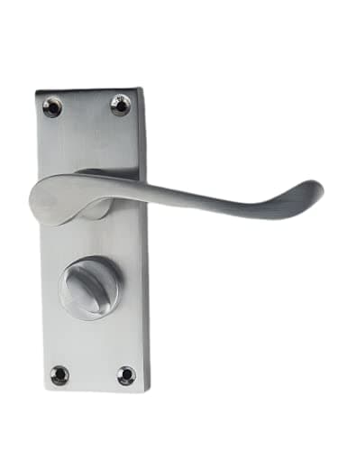 Image of Golden Grace Victorian Scroll Privacy Premium Door Handles in Satin Brushed Chrome Finish - 120mm Long