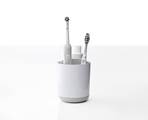 Image of Joseph Joseph Duo Detachable Toothbrush Holder, Compatile with Manual and Electric Toothbrushes, Bathroom Organiser, White, Small
