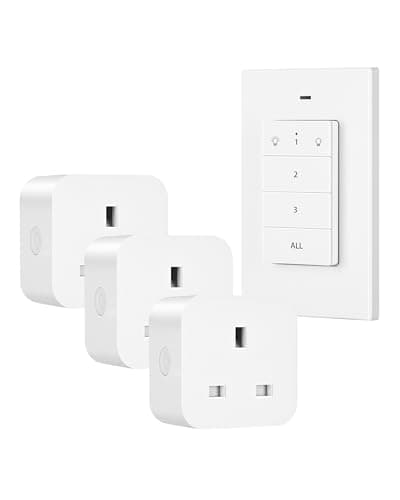 Image of DEWENWILS Wireless Remote Control Sockets, 13A 3120W Switches with Magnetic Control, 30M/100ft Long Range, for Vacs, Christmas Lights, Fans, 1 Remote and 3 Sockets