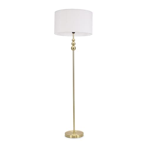 Image of ValueLights | Gold Stacked Ball Single Stem Standing Floor Lamp with White Drum Shade | Floor Lamps & Torchieres, Home Décor & Improvement Essential | Includes Bulb