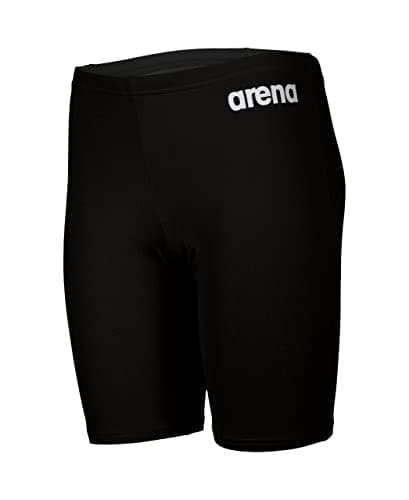 Image of ARENA Solid Team Junior Swimming Swimsuit for Kids, Fast-Drying Racing Jammer Swimsuit, MaxLife Fabric with Maximum Chlorine Resistance and UV 50+ Protection Black-White