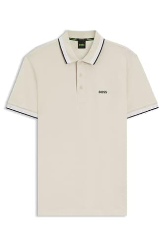 Image of BOSS Mens Polo Shirt Short Sleeve Lifestyle Cotton Open White M