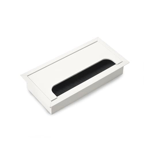 Image of Emuca - Cable organizers for table, rectangular, 160x80mm, recessed, Aluminium, White painted
