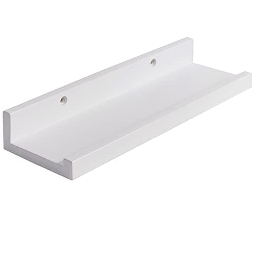 Image of IBUYKE Solid Oak Timber Floating Shelf Wall, Creative U-shaped Shelf Display Racks for Living Room, Office, Bedroom, Bathroom, Kitchen, Wood color RF-GB543W
