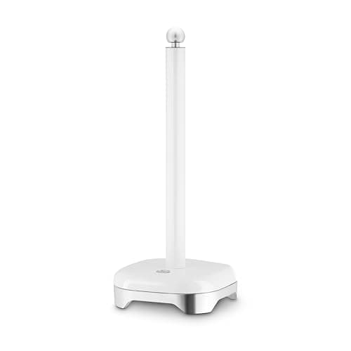 Image of Swan Solace Towel Pole, Durable Iron Body Cleans Easily and Resists Scuffs, Weighted Base, White, SWKA18542WHT