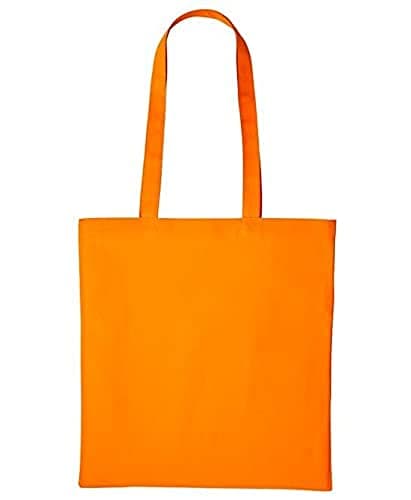 Image of Boolavard Cotton Tote Bag, Lightweight Medium Reusable Grocery Shopping Cloth Bags, Suitable for DIY, Advertising, Promotion, Giveaway, Activity (Orange)