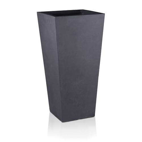 Image of IDEALIST 65cm Tall Planter for Garden | Dark Grey Reinforced Stone Tapered Square Planter | Outdoor Pots with Drainage Holes L32 W32 H65 cm, 67 litres