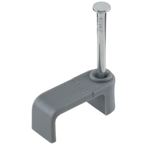 Image of GTSE Flat Grey 10.0 mm T&E Cable Clips, Box of 100, Skirting Wire Nail Clips, Twin and Earth, Cable Tacks for Ethernet, Electrical Cables, Walls