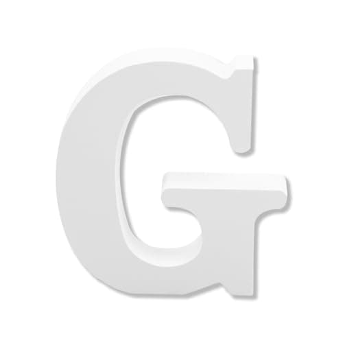 Image of Bojueshaw White Wooden Letters,4 Inch Standing Alphabet,DIY Paintable Letters for Arts & Crafts,Home Decor, Weddings & Parties(Letter G)