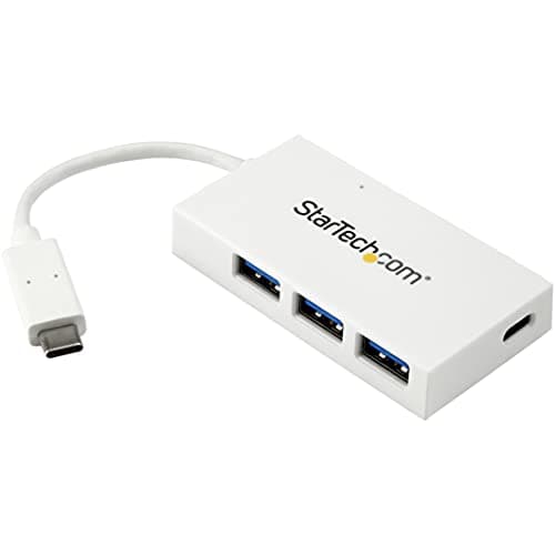 Image of StarTech.com 4 Port USB C Hub with 1x USB-C & 3x USB-A Ports (SuperSpeed 5Gbps) - USB Bus Powered - Portable/Laptop USB 3.0 Adapter Hub - USB 3.1 Gen 1/USB 3.2 Gen 1 Type-C Hub - White (HB30C3A1CFBW)