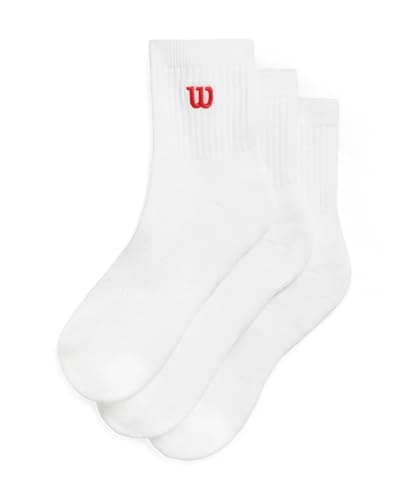 Image of Wilson Quarter Top Socks 3 Pack, With an Easy Toe Fit, Arch Support and Superior Cushioning, Colour: Bright White, Size: L