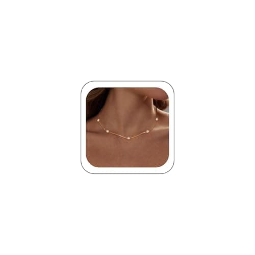 Image of Aidenn Dainty Gold Silver Necklace for Women Girls Trendy Non Tarnish 14K Gold Plated Cubic Zirconia Necklaces Cute Flower Choker Necklace Stack for Wedding Prom Brides Jewellery
