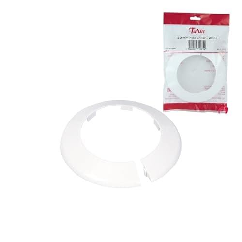 Image of Talon 110mm Soil Pipe Collar – Snap-On Cover for Soil & Vent Pipes | Neat Finish for Floor & Wall Entry Points | Low-Profile Slimline Fit | White, Black, Grey or Chrome | Project DIY (White)