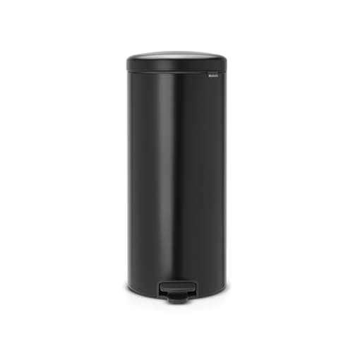 Image of Brabantia NewIcon Pedal Bin 30L (Matt Black) Soft-Closure Kitchen Rubbish Bin with Removable Inner Bucket + Bin Bags