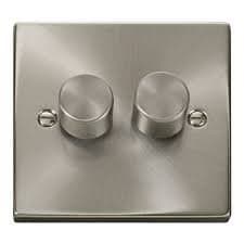 Image of Click Deco VPSC152 Satin Chrome 2 Gang 400W Dimmer
