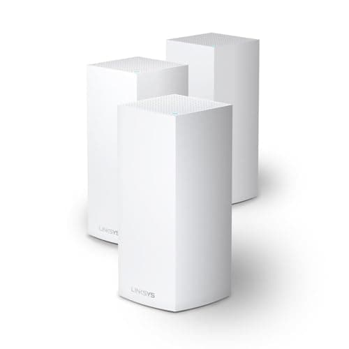 Image of Linksys Velop MX12600 Tri-Band Mesh WiFi 6 System (AX4200) WiFi Router with up to 830 m² Wireless Coverage, 3.5 Times Faster for More Than 120 Devices - Pack of 3, White