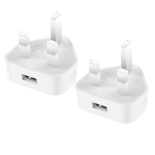 Image of Security-01 2-Pack USB Charger Plug, 5V 1A 5W AC to DC Power Supply Adapter, Compatible with IP camera, Tablets, MP3 players, E-Readers, Smartphones, Power tools and more, White