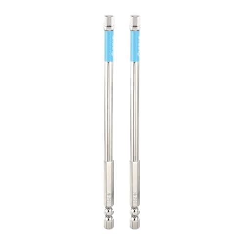 Image of sourcing map 2pcs Hex Impact Screwdriver Bits 6mm (H6.0) Magnetic Hexagonal Head 1/4" Hex Shank 150mm (6") Long Chrome Plating S2 Steel Hexagon Wrench Drill Bits Electric Power Tools